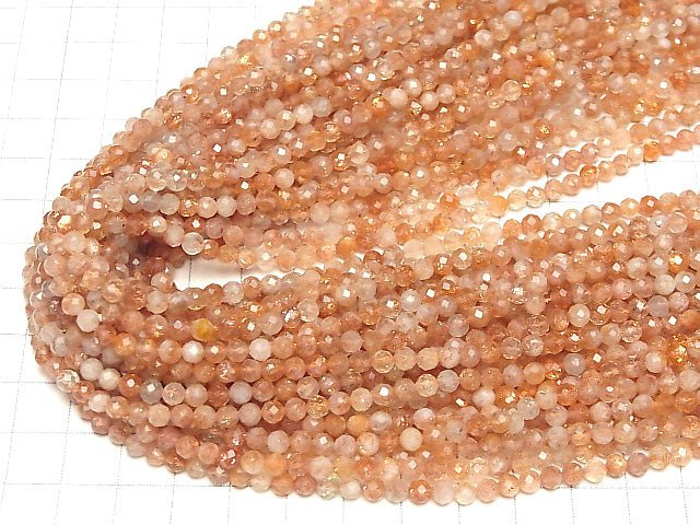 High Quality!  Sunstone AA++ Faceted Round 4mm  1strand beads (aprx.15inch/36cm)