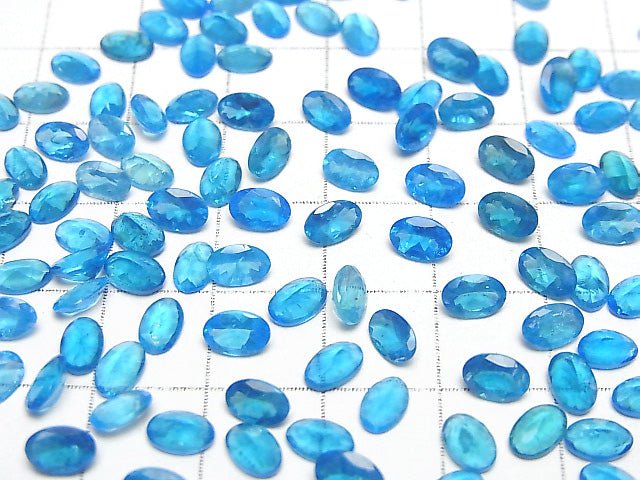 [Video] High Quality Neon Blue Apatite AAA Loose stone Oval Faceted 6x4mm 2pcs