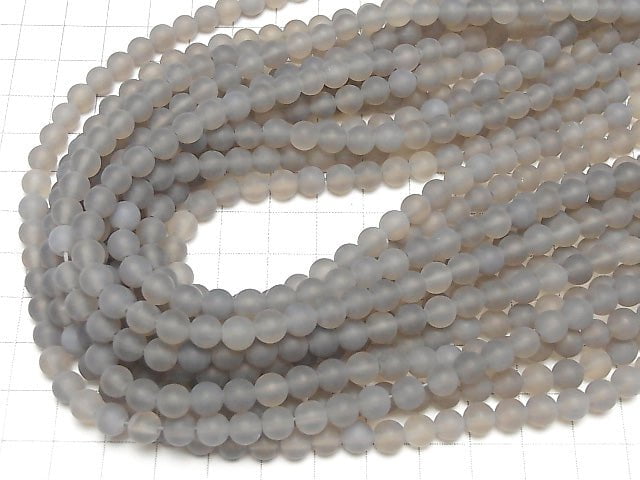 [Video] Frost Gray Onyx Round 6mm 1strand beads (aprx.14inch/35cm)