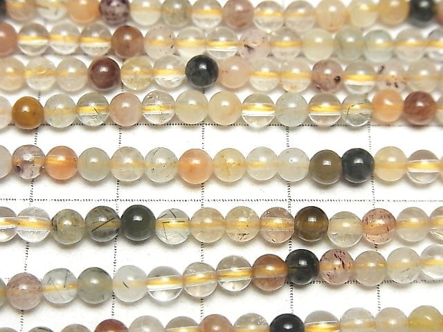 Multicolor Rutilated Quartz AA++ Round 4mm 1strand beads (aprx.15inch/38cm)
