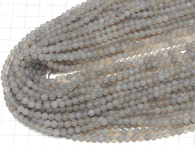 [Video] Frost Gray Onyx Round 4mm 1strand beads (aprx.14inch/36cm)