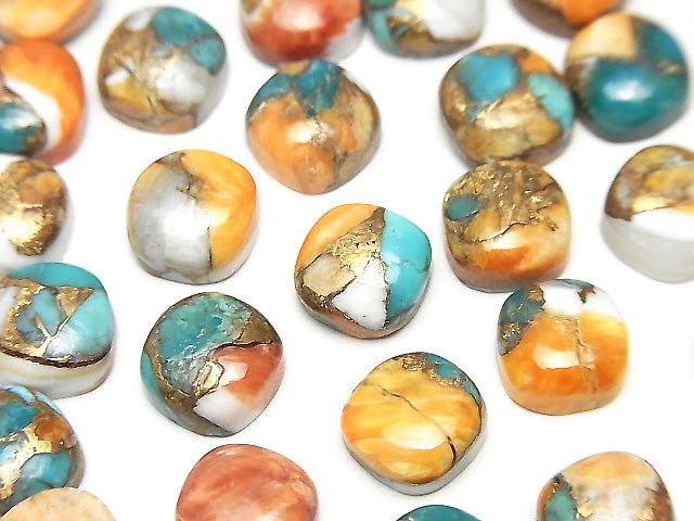 [Video] Oyster Copper Turquoise AAA Square Cabochon 8x8mm 3pcs