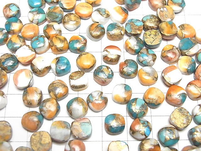 [Video] Oyster Copper Turquoise AAA Square Cabochon 8x8mm 3pcs