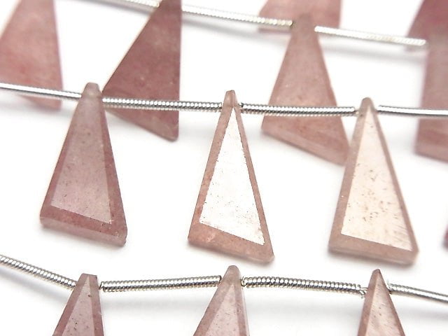 [Video] High Quality Pink Epidote AAA Flat Triangle 18x10mm 1strand (9pcs)