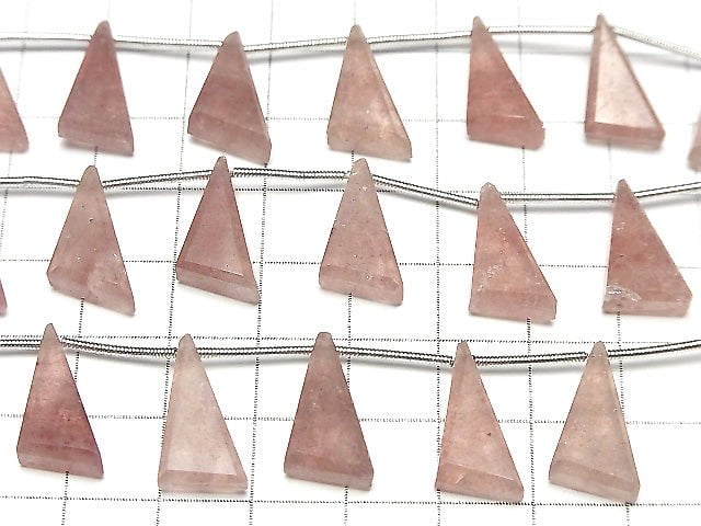 [Video] High Quality Pink Epidote AAA Flat Triangle 18x10mm 1strand (9pcs)