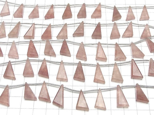 [Video] High Quality Pink Epidote AAA Flat Triangle 18x10mm 1strand (9pcs)