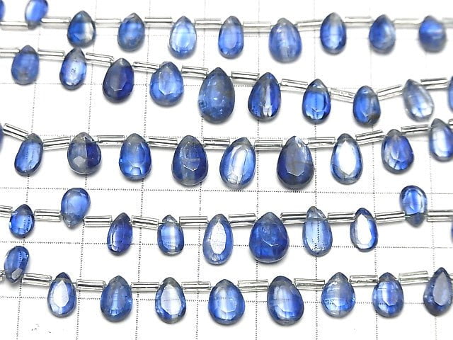 [Video]High Quality Kyanite AA++ Faceted Pear Shape [Medium Color] 1strand beads (aprx.6inch/16cm)