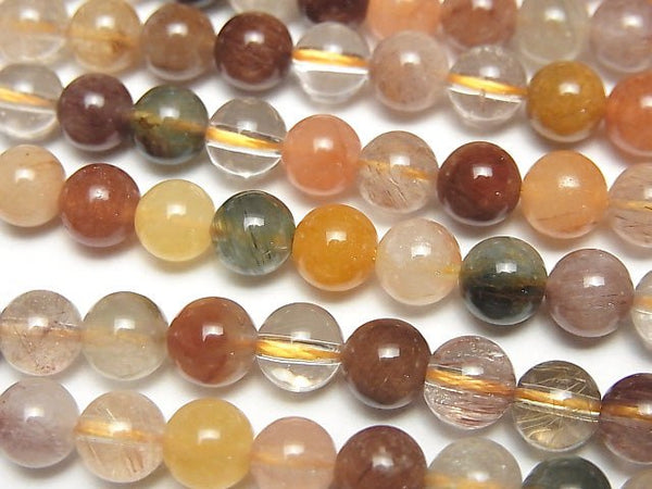 Multicolor Rutilated Quartz AA ++ Round 6 mm half or 1 strand beads (aprx.15 inch / 38 cm)