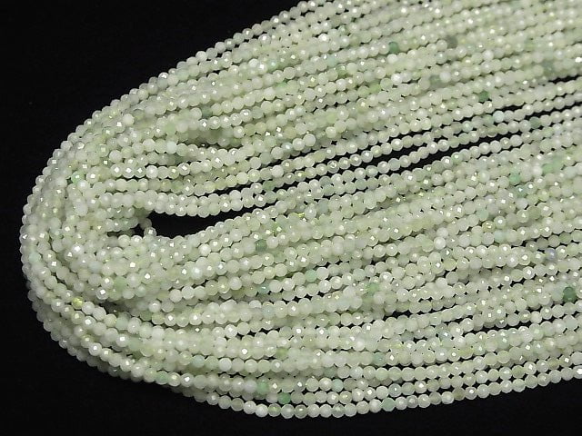 High Quality! Burma Jadeite AA + Faceted Round 2mm 1strand beads (aprx.15inch / 38cm)