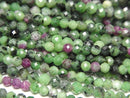 [Video] High Quality! Ruby Inzoisite Faceted Round 3mm 1strand beads (aprx.15inch/36cm)