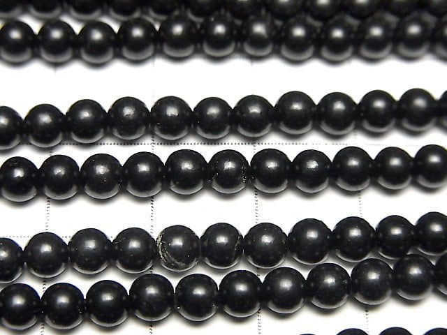 Natural Jet (fossil wood) Round 4mm 1strand beads (aprx.15inch/37cm)