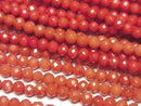 [Video] High Quality! Red Coral (Dyed) Faceted Round 3mm 1strand beads (aprx.15inch / 38cm)