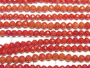 [Video] High Quality! Red Coral (Dyed) Faceted Round 3mm 1strand beads (aprx.15inch / 38cm)