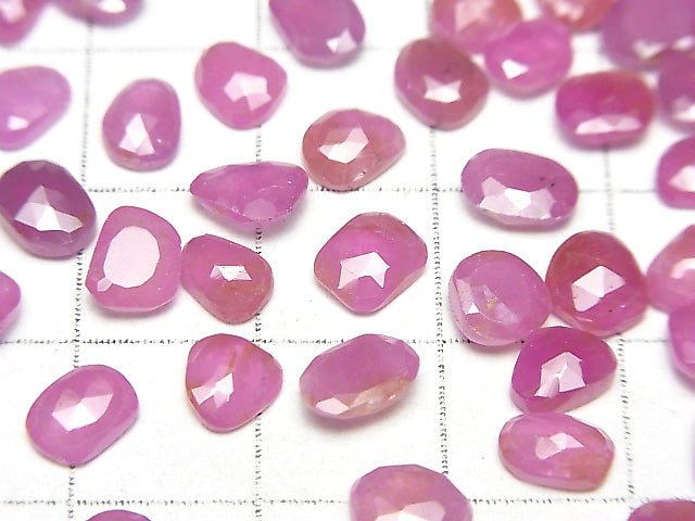 [Video] High Quality Ruby AAA Undrilled Free Form Single Sided Rose Cut 5pcs