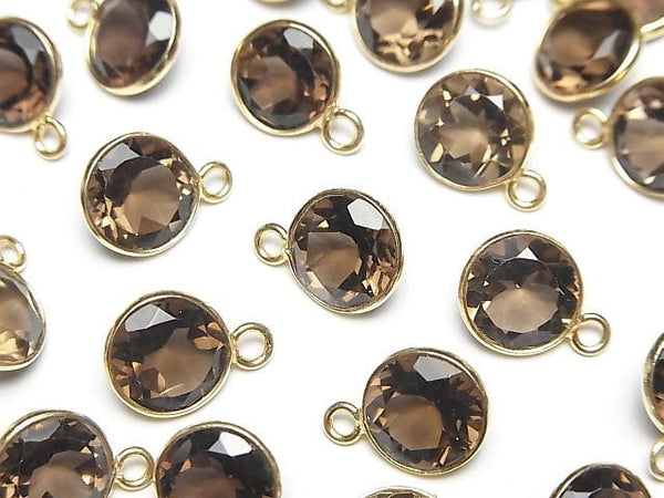 [Video] High Quality Smoky Quartz AAA Bezel Setting Round Faceted 10x10mm 18KGP 3pcs