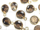 [Video] High Quality Smoky Quartz AAA Bezel Setting Round Faceted 10x10mm 18KGP 3pcs