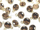[Video] High Quality Smoky Quartz AAA Bezel Setting Round Faceted 10x10mm 18KGP 3pcs