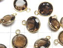 [Video] High Quality Smoky Quartz AAA Bezel Setting Round Faceted 11x11mm [One Side ] 18KGP 3pcs