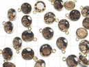 [Video] High Quality Smoky Quartz AAA Bezel Setting Round Faceted 11x11mm [One Side ] 18KGP 3pcs