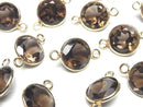 High Quality Smoky Quartz AAA Bezel Setting Coin Faceted 12x12mm [Both Side ] 18KGP 3pcs $9.79!