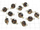 High Quality Smoky Quartz AAA Bezel Setting Coin Faceted 12x12mm [Both Side ] 18KGP 3pcs $9.79!