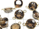 High Quality Smoky Quartz AAA Bezel Setting Coin Faceted 13x13mm [Both Side ] 18KGP 3pcs $11.79!