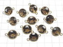 High Quality Smoky Quartz AAA Bezel Setting Coin Faceted 13x13mm [Both Side ] 18KGP 3pcs $11.79!