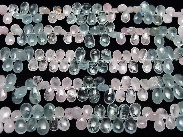 [Video]High Quality Morganite &Aquamarine AA++ Pear shape (Smooth) 1strand beads (aprx.7inch/17cm)