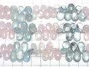 [Video]High Quality Morganite &Aquamarine AA++ Pear shape (Smooth) 1strand beads (aprx.7inch/17cm)