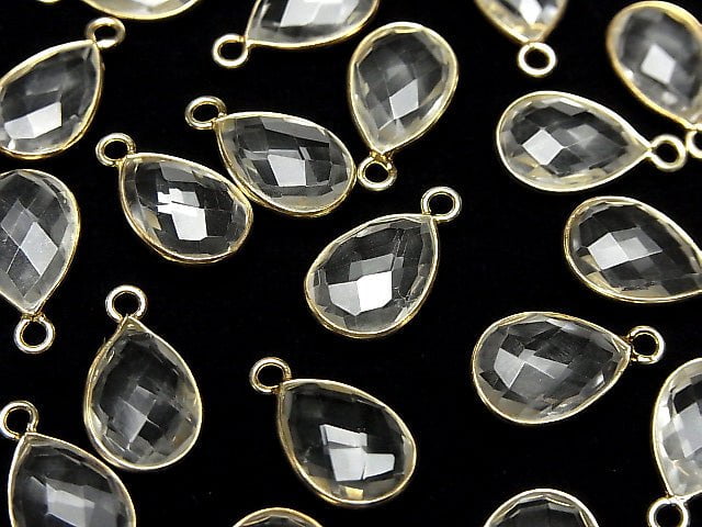 [Video]High Quality Crystal AAA Bezel Setting Faceted Pear Shape 13x9mm 18KGP 2pcs