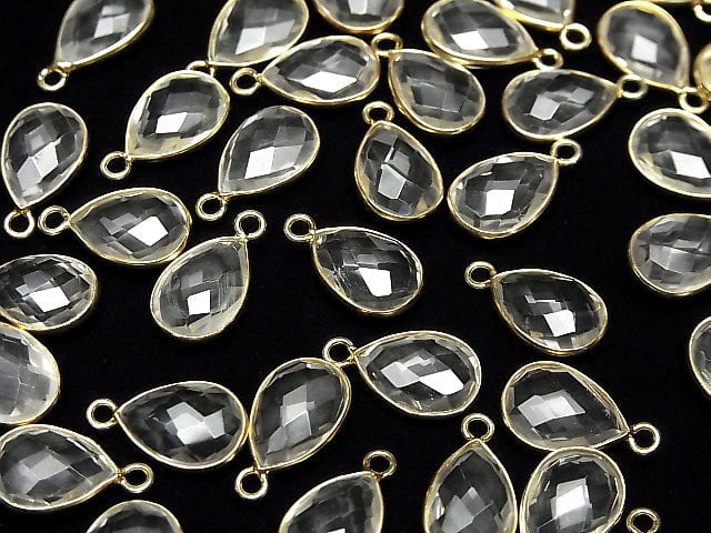 [Video]High Quality Crystal AAA Bezel Setting Faceted Pear Shape 13x9mm 18KGP 2pcs