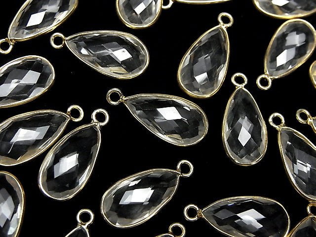 [Video]High Quality Crystal AAA Bezel Setting Faceted Pear Shape 17x9mm 18KGP 2pcs