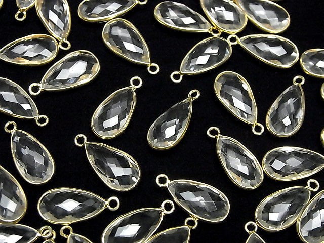 [Video]High Quality Crystal AAA Bezel Setting Faceted Pear Shape 17x9mm 18KGP 2pcs