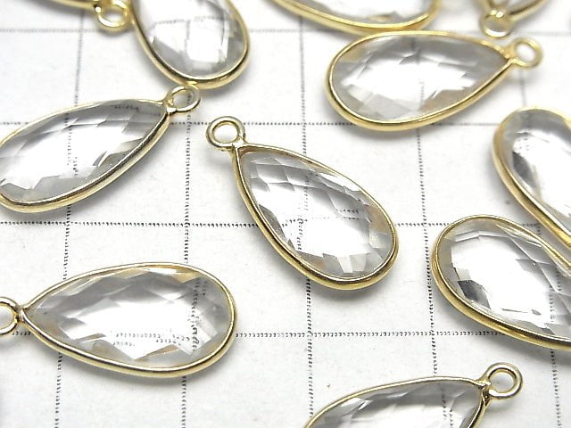 [Video]High Quality Crystal AAA Bezel Setting Faceted Pear Shape 17x9mm 18KGP 2pcs