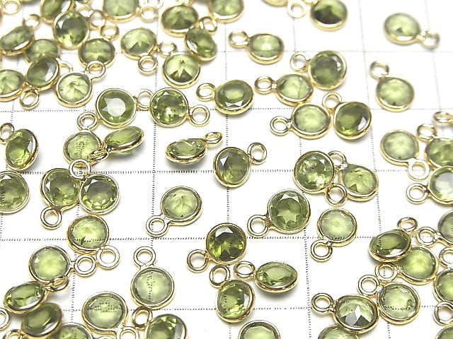 [Video] High Quality Peridot AAA Bezel Setting Coin Faceted 6x6mm 18KGP 5pcs $12.99!