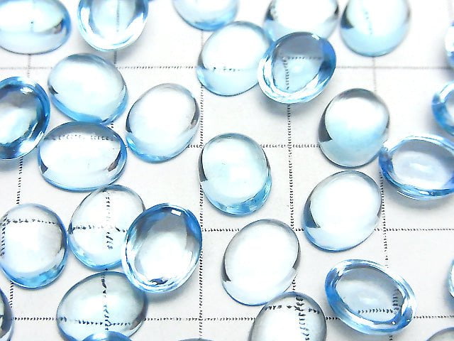 [Video] High Quality Sky Blue Topaz AAA Oval Cabochon 10x8mm 1pc