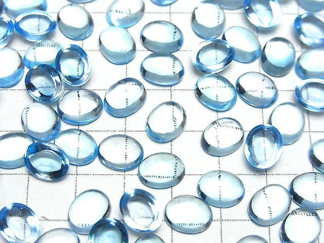 [Video] High Quality Sky Blue Topaz AAA Oval Cabochon 10x8mm 1pc