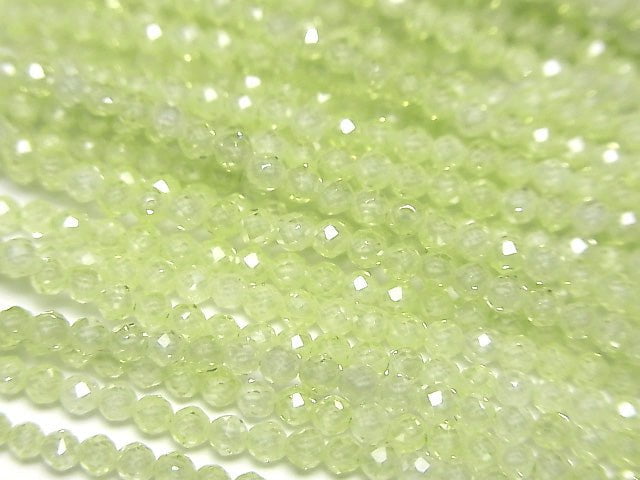 [Video] High Quality! Cubic Zirconia AAA Faceted Round 2 mm [Lime Green] 1strand beads (aprx.14 inch / 35 cm)