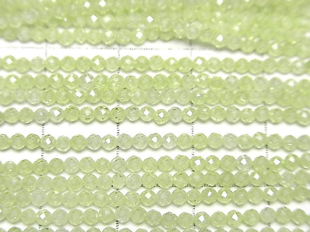 [Video] High Quality! Cubic Zirconia AAA Faceted Round 2 mm [Lime Green] 1strand beads (aprx.14 inch / 35 cm)