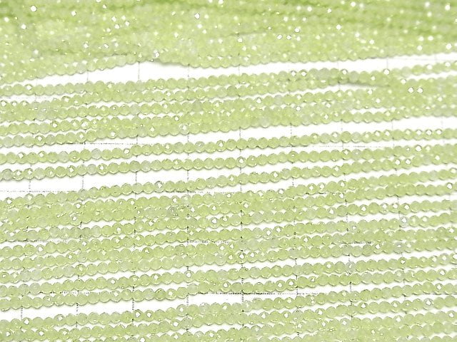 [Video] High Quality! Cubic Zirconia AAA Faceted Round 2 mm [Lime Green] 1strand beads (aprx.14 inch / 35 cm)