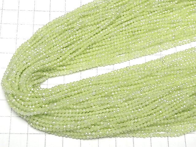 [Video] High Quality! Cubic Zirconia AAA Faceted Round 2 mm [Lime Green] 1strand beads (aprx.14 inch / 35 cm)