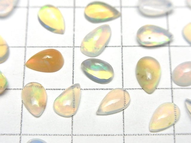 [Video] High Quality Ethiopian Opal AAA Pear shape Cabochon 8x5mm 6pcs
