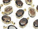 [Video] High Quality Smoky Quartz AAA Oval Faceted Pendant 16x12mm 18KGP 1pc