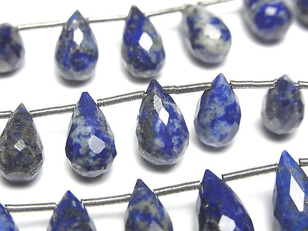 [Video]High Quality Lapislazuli AA++ Drop Faceted Briolette half or 1strand beads (aprx.6inch/16cm)