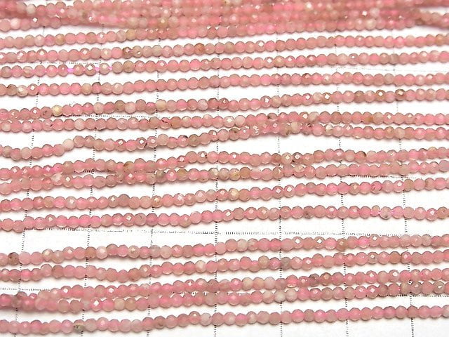 [Video] High Quality! Argentina Rhodochrosite AA+ Faceted Round 2mm 1strand beads (aprx.15inch / 38cm)