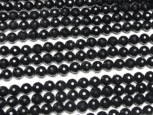 High Quality!  Onyx AAA 128Faceted Round 6mm 1strand beads (aprx.15inch/37cm)