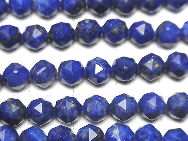 [Video] High Quality! Lapislazuli AA+ Star Faceted Round 6mm half or 1strand beads (aprx.15inch / 37cm)