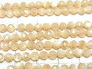High Quality! Mother of Pearl MOP Beige Faceted Round 4mm 1strand beads (aprx.15inch/38cm)
