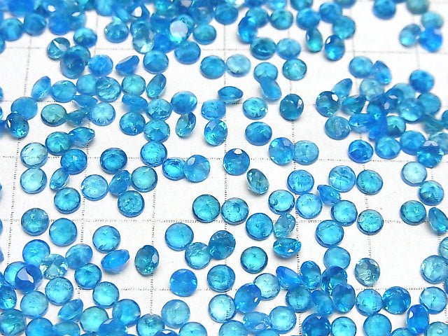 [Video] High Quality Neon Blue Apatite AAA Undrilled Round Faceted 4x4mm 4pcs