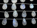 [Video] High Quality Rainbow Moonstone AAA- Carved Pear shape 1strand (5pcs)